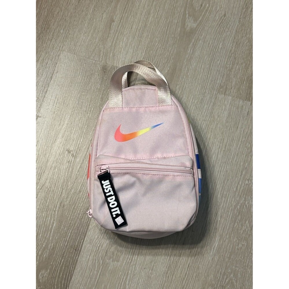 Nike Pink and Colorful Logo Multi Zip JDI Fuel Pack Lunch Bag